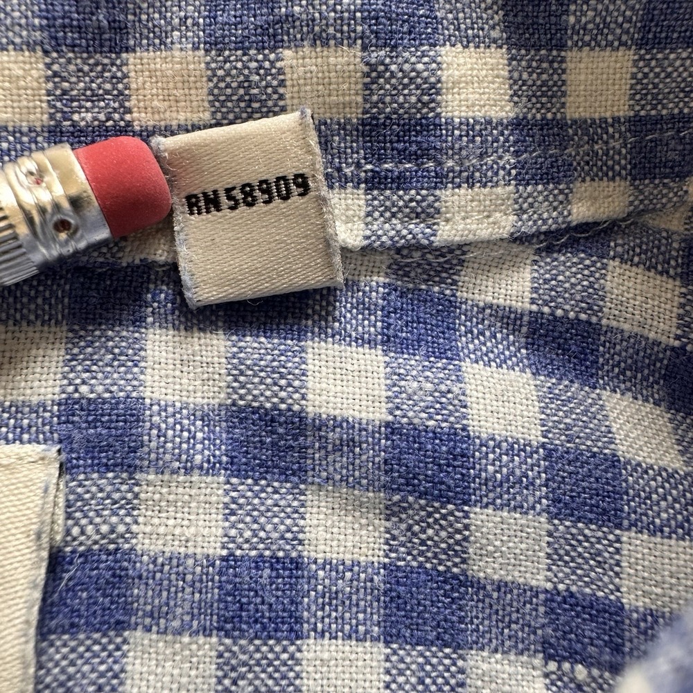 Murano Baird Mcnutt 100% Linen Shirt Men XL Blue Gingham Check Lightweight - Picture 4 of 10
